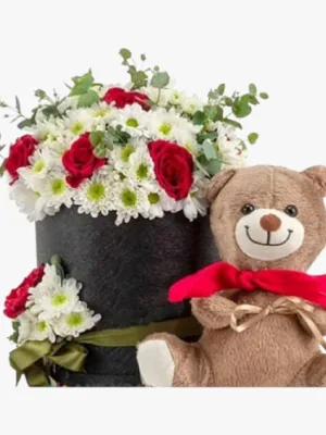 Papatya Buketi Ve Peluş Ayıcık