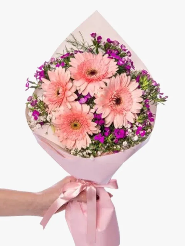 Pembe Gerbera Kır Çiçekleri